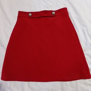 KOTON red fulling lined A-LINE mini skirt with waist accents size 6 small US